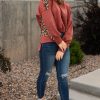 Plus Size Women's Redwood Burl Aztec Patchwork Drop Shoulder Sweatshirt - Image 14