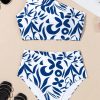 Women's Blue Abstract One-Shoulder High Waisted Bikini - Bohemian Style Swimsuit - Image 9