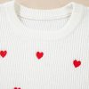 Women's White Heart Shape Drop Shoulder Round Neck Sweater - Festive and Casual - Image 10