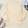 Women's Beige Splicing Round Neck Pullover Sweatshirt - Image 8