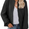 Women's Black Solid Textured Stand Neck Zipper Bomber Jacket - Image 10