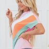 Stylish Women's Pink Color Block Patchwork Crewneck T-Shirt - Image 3