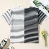 Women's Black Stripe Two Tone Colorblock V Neck T-Shirt - Chic and Casual Style - Image 15