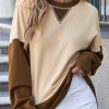 Women's Apricot Color Block Thumbhole Sleeve Drop Shoulder Sweatshirt - Image 10