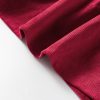 Women's Burgundy Corduroy Ruffle Tiered Button O Neck Shirt - Image 13