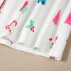 Women's White Christmas Print Lapel Sleep Shirt and Pants Set - Image 13