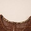 Women's Brown Eyelet Knit Yoke Patchwork Printed Flowy Tank Top - Image 13