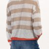 Women's Apricot Colorblock Striped Round Neck Drop Shoulder Sweater - Image 3