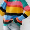 Women's Yellow Colorblock Mixed Textured Drop Shoulder Sweater for Casual Fall Style - Image 6