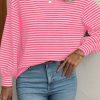 Women's Rose Stripe Long Sleeve Top with Round Neck and Drop Shoulder Design - Image 5