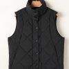 Women's Black Quilted High Neck Button Up Pocket Vest Coat for Winter - Image 3