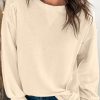 Women's Beige Splicing Round Neck Pullover Sweatshirt - Image 2