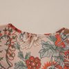 Women's Orange Floral Print Deep V Neck Knot Bell Sleeve Blouse - Chic & Feminine - Image 10