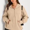 Women's Parchment Solid Oversized Hoodie with Kangaroo Pocket - Image 4