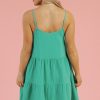 Women's Sea Green Textured Buttoned Mini Dress with Thin Straps - Image 2