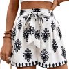 Women's Black Tribal Geometric Print Belted High Waist Casual Shorts - Image 15