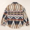 Women's Brown Western Aztec Collared Button-Up Sweatshirt for Fall - Image 6