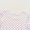 Women's Pink Checkered Ribbed Slim Fit Crew Neck T-Shirt for Casual Wear - Image 7