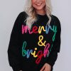 Women's Black Merry & Bright Tinsel Graphic Sweater - Image 5