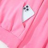 Women's Bonbon Pink Zip-up Stand Neck Kangaroo Pocket Sweatshirt - Image 12