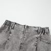 Women's Gray Zipped Light Wash Cuffed Edge Denim Shorts for Summer - Image 18