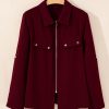 Women's Red Dahlia Zip Up Flap Detail Jacket with Tab Sleeves - Image 3