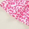 Women's Bright Pink Leopard Printed Long Sleeve Buttoned Front Mini Dress - Image 9
