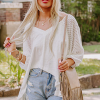 Trendy Women's White Eyelet Patchwork Oversized Top with V Neck and High Low Hem - Image 5