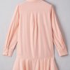 Women's Delicacy Solid Color Flounce Hem Buttoned Turn Down Collar Dress - Image 5