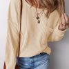 Women's Apricot Corded Drop Shoulder Long Sleeve Top - Image 3