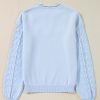 Women's Beau Blue Flower Detail Knitted Long Sleeve Sweater - Image 7