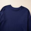 Women's Navy Blue Solid O Neck High Low Hem Pullover Sweatshirt - Casual and Comfortable - Image 13