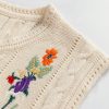 Women's Jet Stream Embroidered Floral Cable Knit Sweater Vest for Elegant Layering - Image 16