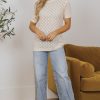 Elegant Women's Beige Hollow Out Crochet O Neck Short Sleeve Sweater Tee - Image 6