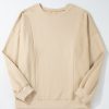 Women's Plus Size Apricot Patchwork Crewneck Sweatshirt - Image 9