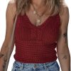 Women's Burgundy Cable Knit Pointelle Slim Fit V Neck Sweater Vest - Image 7