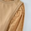 Women's Pale Khaki Textured Patchwork Round Neck Sweatshirt - Image 10