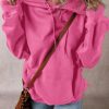 Women's Bonbon Pink Fleece Lined Chunky Hoodie with Kangaroo Pocket - Image 3