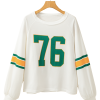 Women's White Number 76 Printed Retro Sporty Long Sleeve Top - Image 17