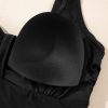 Women's Black Plus Size Solid Pleated Ruffled One Piece Swim Dress for Beach Days - Image 17