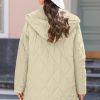 Women's Beige Quilted Hooded Coat with Snap Button Closure - Image 2