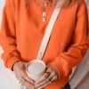 Women's Russet Orange Solid Fleece Lined Drop Shoulder Terry Sweatshirt - Image 5