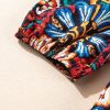 Women's Black Tropical Print Bubble Sleeve Knot Front Blouse for Summer Style - Image 11