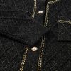 Chic Women's Black Shimmer Button-Up Cardigan with Flap Pockets - Image 11