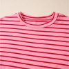 Strawberry Pink Striped Semi-Fitted Shift T-Shirt Dress with 3/4 Sleeves - Image 7