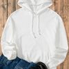 Women's White Fleece Lined Hoodie with Kangaroo Pocket and Adjustable Drawstring - Image 7