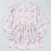 Women's Pink Floral Print Babydoll Blouse with Shirred Balloon Sleeves and Keyhole Back - Image 6