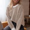 Women's Coffee Contrast Edge Crew Neck Drop Shoulder Sweater - Stylish Casual Wear - Image 10