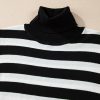 Women's Black Stripe Slim Fit High Neck Knit Sweater - Elegant and Warm - Image 12