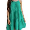 Women's Sea Green Textured Buttoned Mini Dress with Thin Straps - Image 20